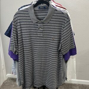 Polo by Ralph Lauren Men's Gray and Black Striped Polo